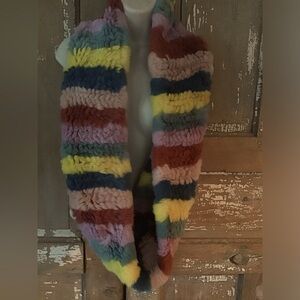 Jocelyn Women's Genuine Rabbit Infinity Scarf Multi Color